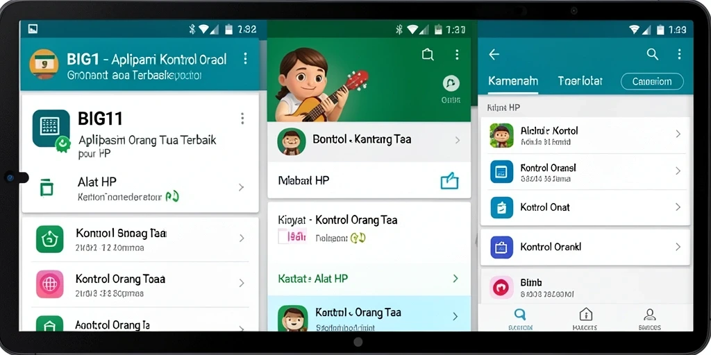 Tangkapan layar aplikasi BIG11 menampilkan fitur kontrol orang tua yang intuitif.