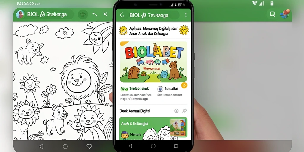 Antarmuka aplikasi BIOLABET yang menarik untuk mewarnai.