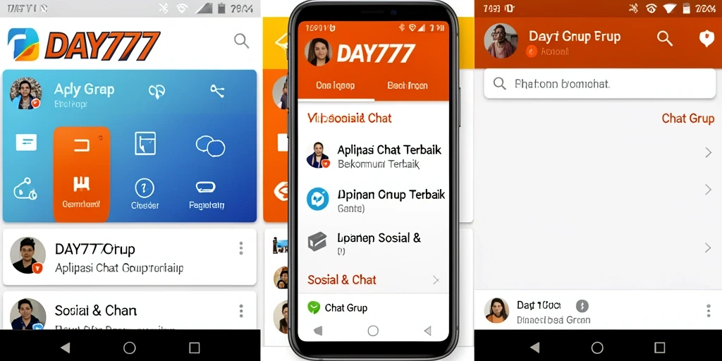 Antarmuka aplikasi DAY777 yang intuitif untuk Chat Grup.