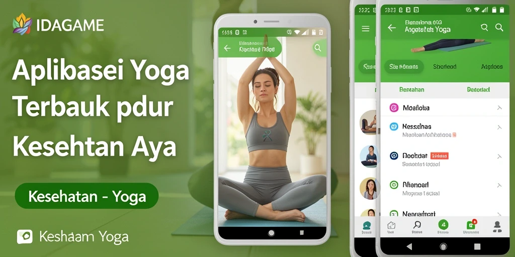 Antarmuka aplikasi IDAGAME yang menampilkan berbagai pose yoga.