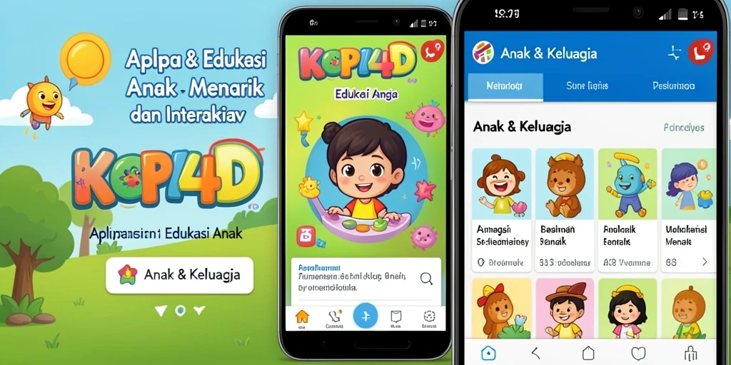 Antarmuka interaktif dan edukatif KOPI4D untuk anak-anak.