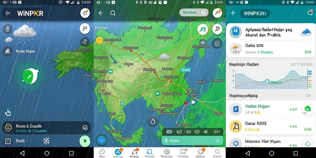 Tampilan antarmuka aplikasi Radar Hujan WINPKR yang informatif.